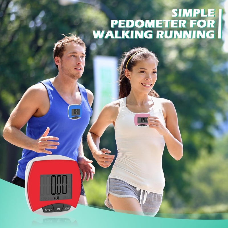 Copkim 6 Pcs Simple Pedometer for Walking Bulk LCD Step Counter with Calories Burned Portable Step Tracker for Women Seniors Jogging Hiking Running Walking, 6 Colors - Image 4